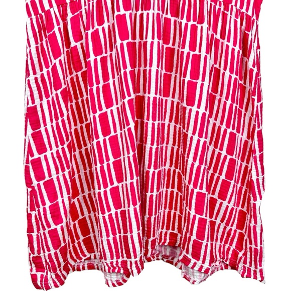 Michelle McDowell Gauze Babydoll Dress Pink White Geometric Print Crochet Lace - Picture 5 of 11